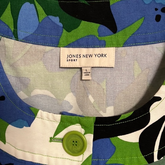 Jones Ny Large Blue Floral Crop Jacket/Blazer - Picture 3 of 12